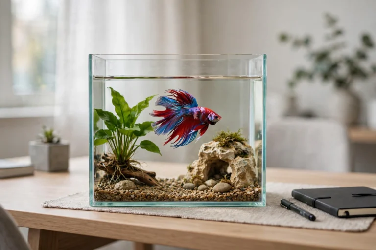 5 Gallon Fish Tank: The Complete Setup, Stocking & Care Guide 5 gallon desktop betta fish tank with vibrant betta fish